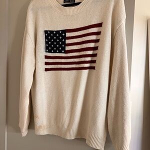 SHEIN Cream Crewneck Sweater with Flag Design